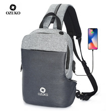 OZUKO Multifunctionele Borst Pakken Mannen Mode Schoudertas Crossbody Tas Mannelijke Waterbestendig Borst Zakken USB Opladen Reizen Sling Bag