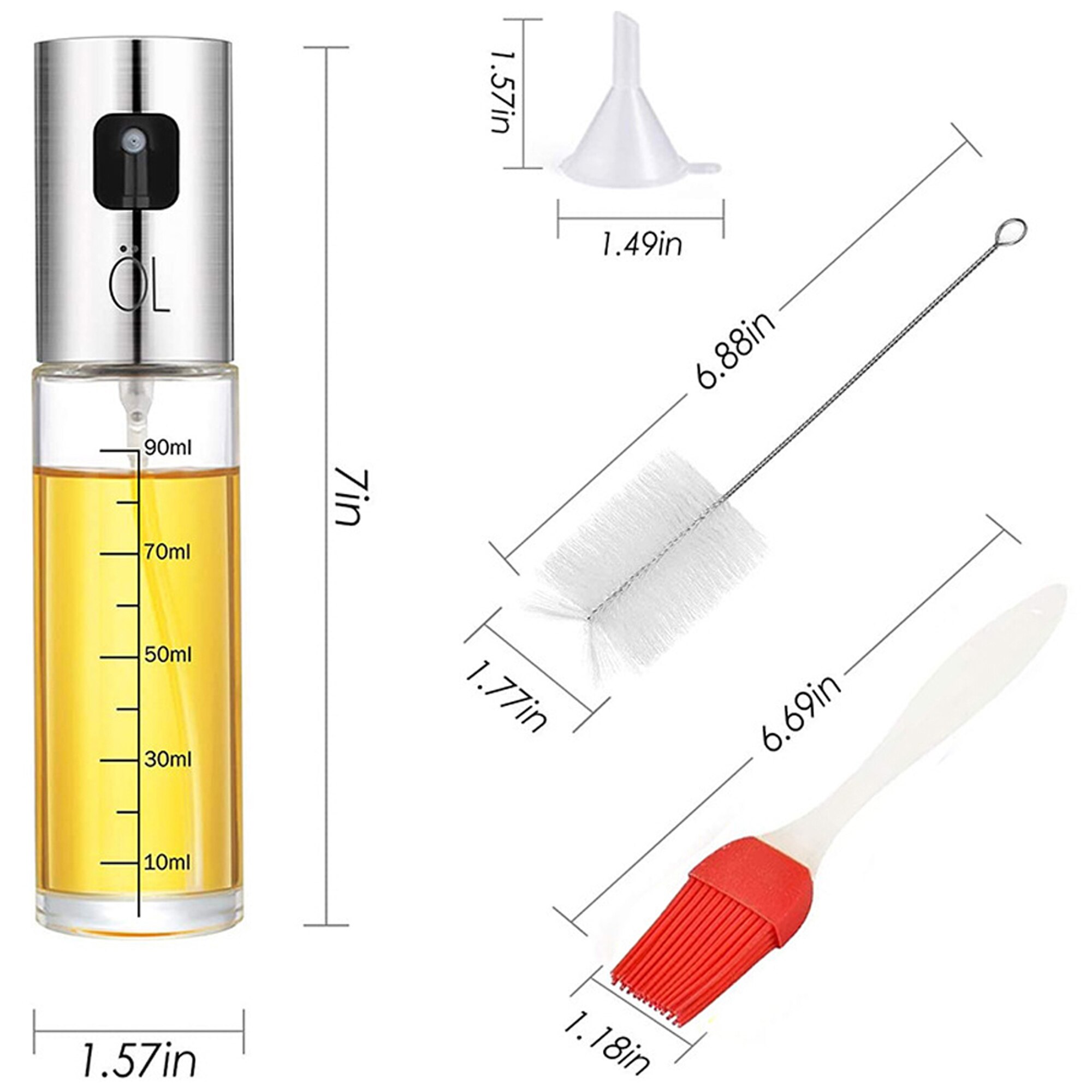 Olive Oil Sprayer Dispenser Bottle Sets Premium Lead-Free Glass Stainless Steel Oil Vinegar Soy Sauce Spray for Cooking BBQ