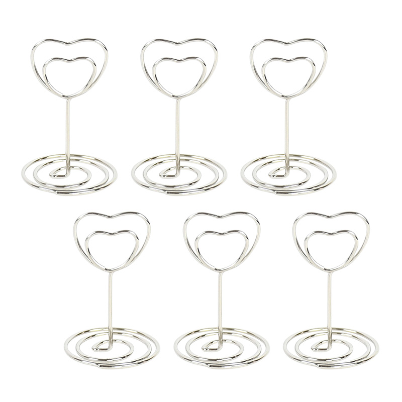 10pcs Heart Shape Metal Card Holders Stand Photo Number Name Clip Wedding Decoration Table Holder Place Card Memo Message Clips: WHITE