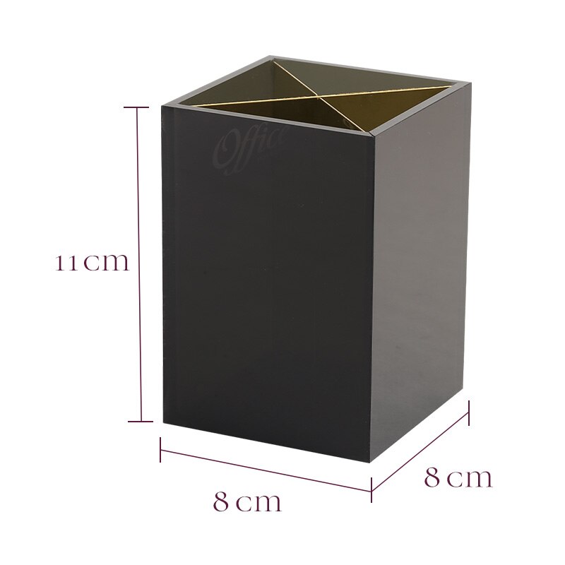 Organizador de escritorio para documentos, soporte acrílico antigolpes, caja de almacenamiento para casa, oficina, libros, documentos, estuche de lápices, estante, organizador de papelería: Pen Box-Black