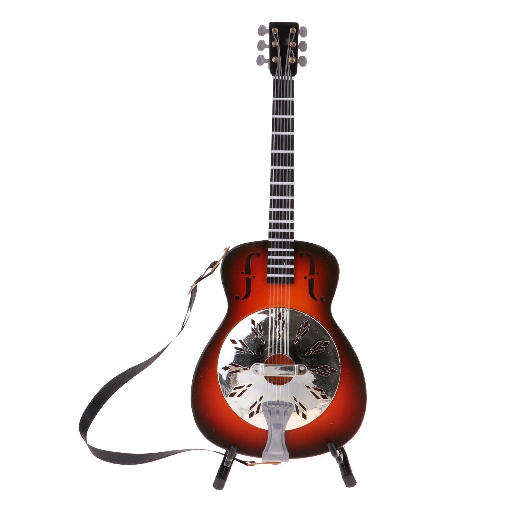 Handmade Wooden Electric Guitar Model with Stand for 1/6 Action Figures 12'' Dolls Accessories #5