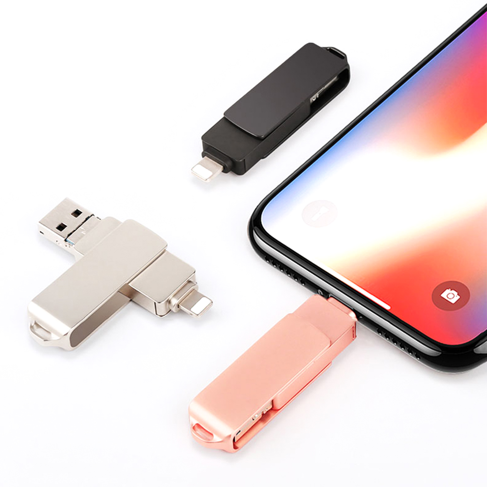 BRU OTG Usb Flash Drive 3.0 3w1 16G32G64G Pendrive 128G256GB dla iPhone 11 Pro XS X Android type-c Pen Drive Photo Stick
