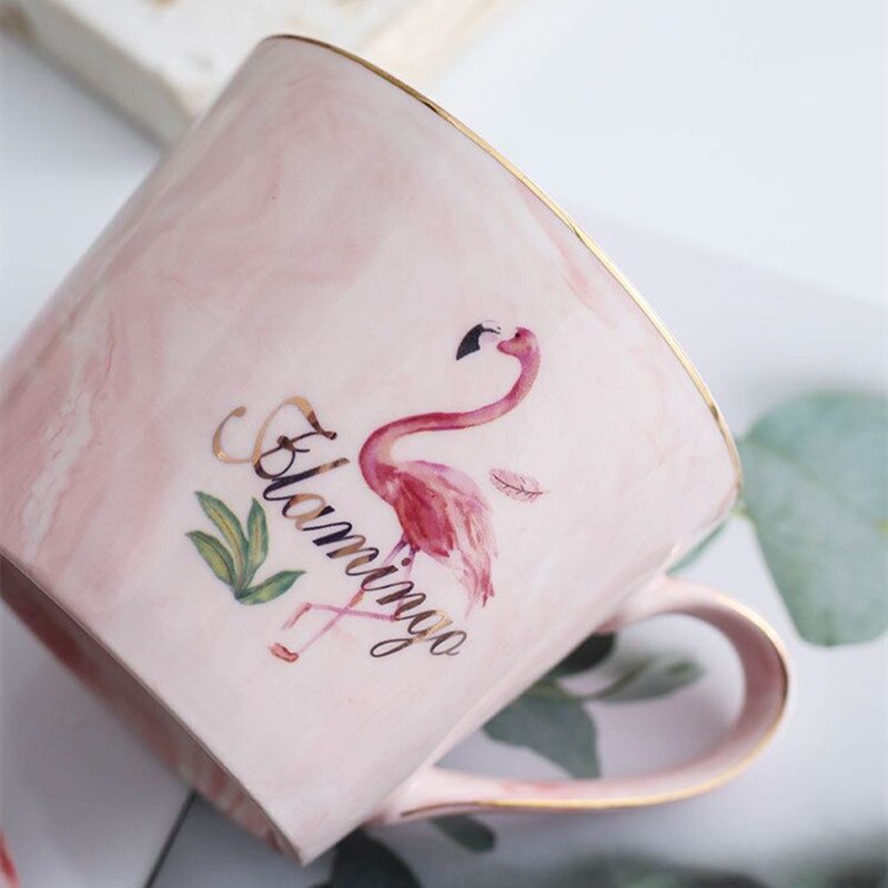 Taza grande de cerámica para café y oficina, tazas de porcelana con flamencos, té, 200-400ML
