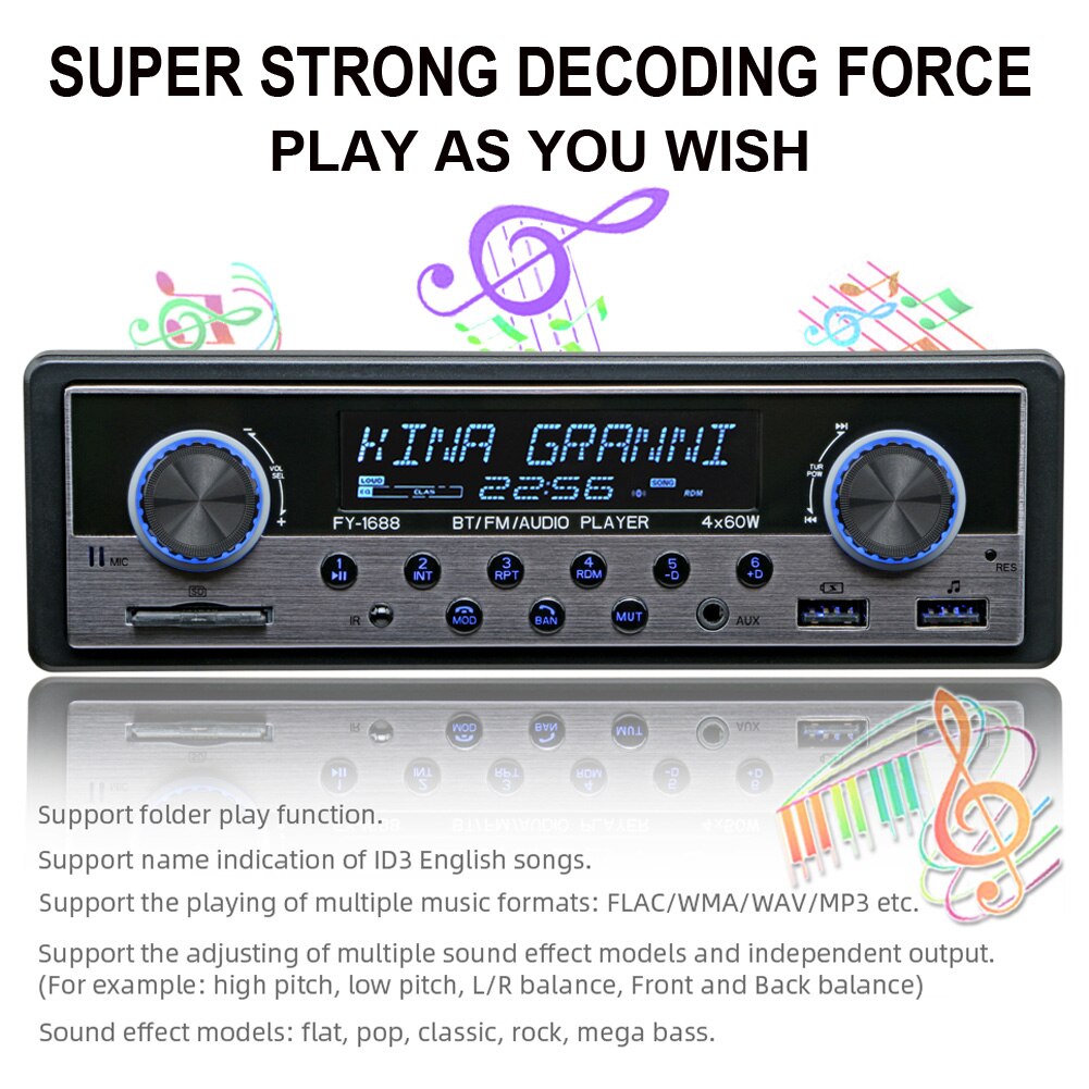 Auto Multimedia Speler Auto Radio Autoradio Met Bluetooth Fm Stereo Audio MP3 Ontvanger Usb Radio Automotive Elektronische Onderdelen