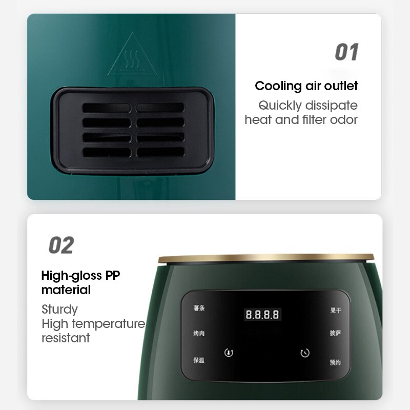 4,5 L 1200W Digital Luft Friteuse Ofen Oilless Herde Startseite Intelligente LED berühren Bildschirm mit 10 Kochen Funktionen Elektrische heißer Friteuse