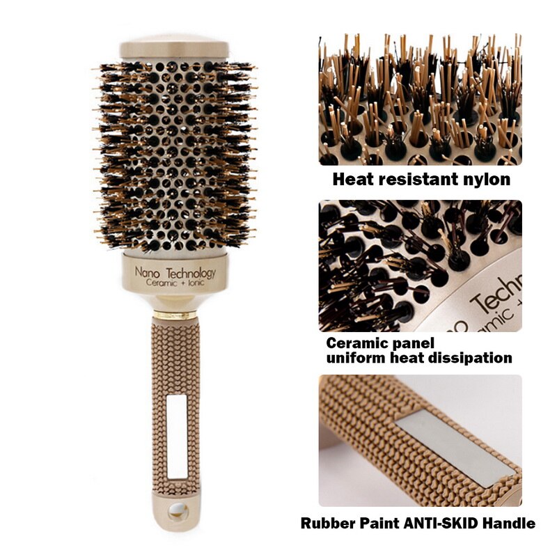 15/32/43/53mm Salon Styling Tools Round Hair Comb Hairdressing Curling Hair Brushes Comb Ceramic Iron Barrel Comb