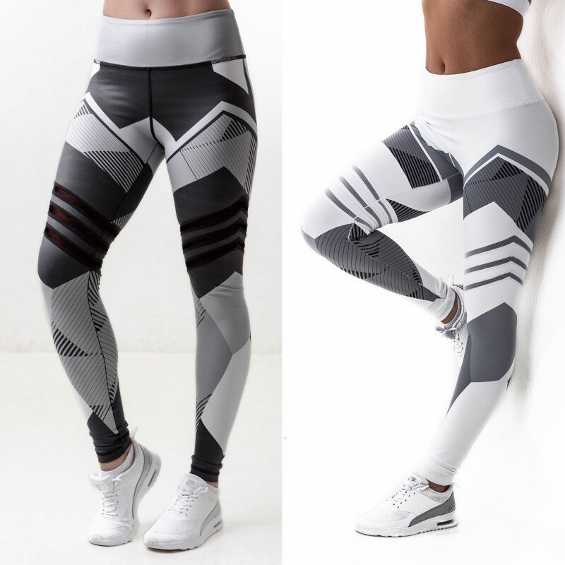 Pantalones deportivos para mujer, ropa deportiva de entrenamiento en negro y dibujo en blanco