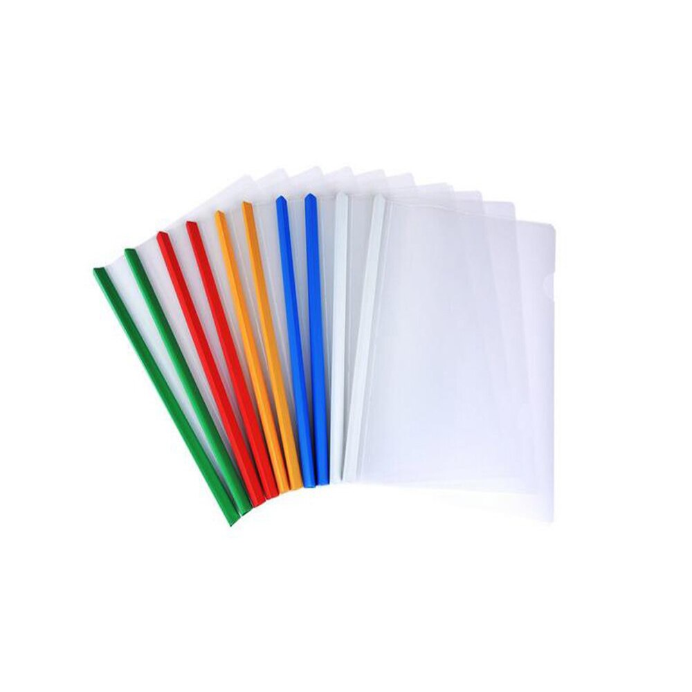 Carpeta de archivos transparente, 4 abrazaderas de barra cargadas, abrazadera de varilla transparente A4, inserción de carpetas de archivos, Informe de libros
