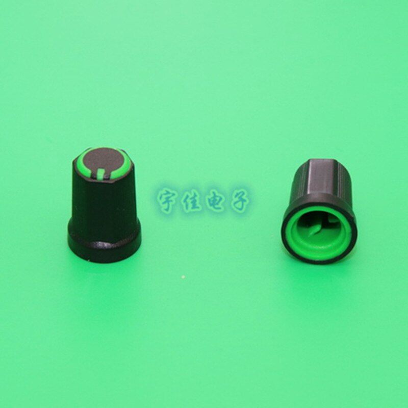 10 Piece 12 * 16.5mm plastic knob half handle D-shaped inner hole 6mm potentiometer switch adjustment 90 ° indicator knob: Green