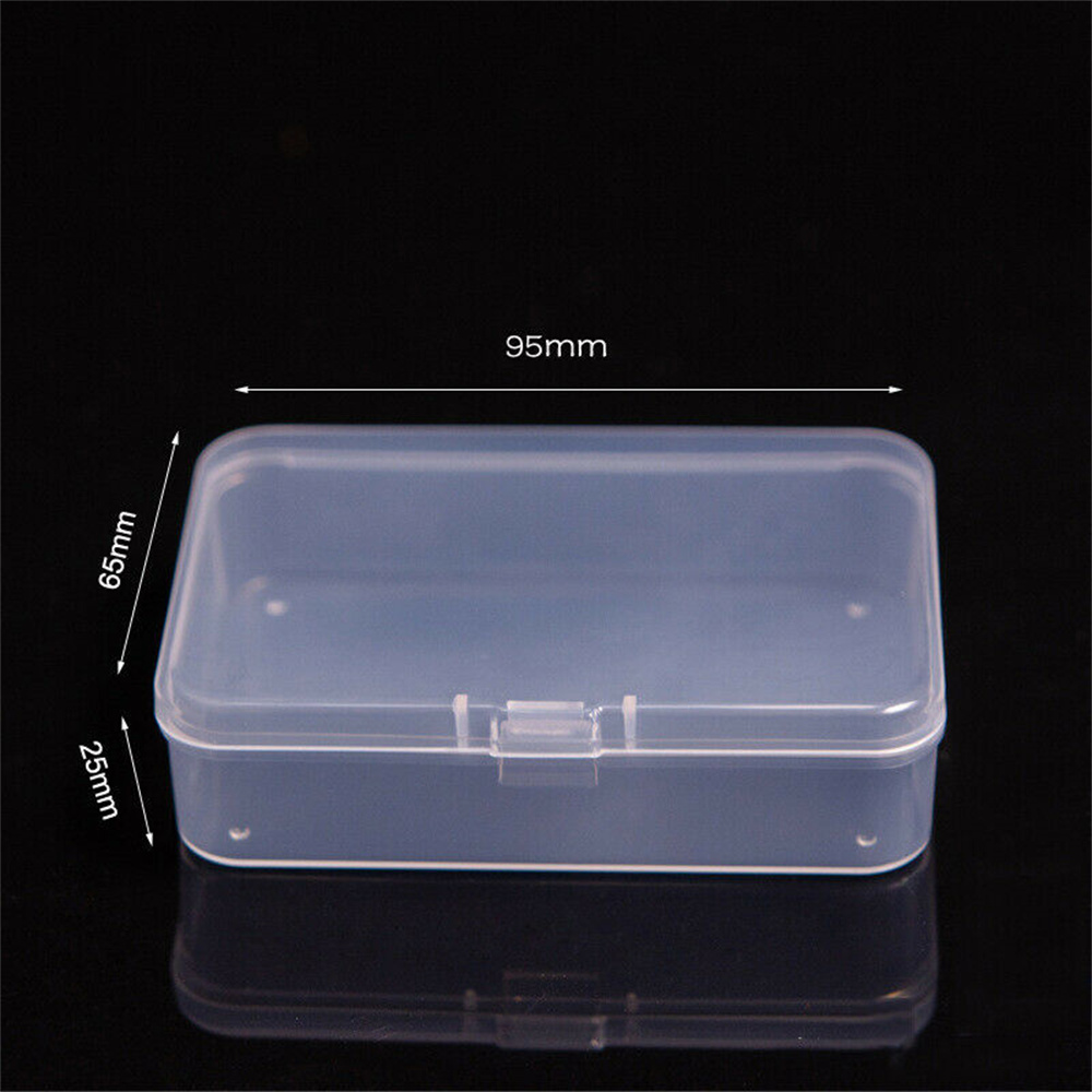 1PCS Mini Square Storage Box Clear Plastic Small Box Jewelry Dustproof Packaging Storage Container Beads Case Rectangular Box: Pink