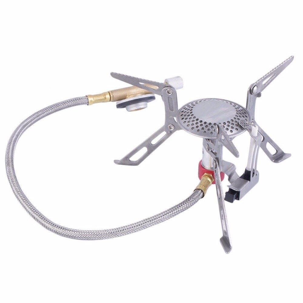 Stainless Steel Gas Stove Ultralight Aluminum Alloy Outdoor Burn Camping Gas Powered Stove With Piezo Lgnition Hiking