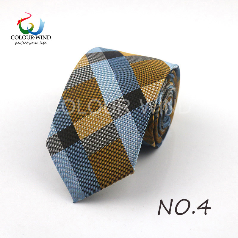Formelt plaid slips 7cm jacquard vævet polyester hals slips til mænd klassiske tern slips herre slips til bryllup jakkesæt: 4
