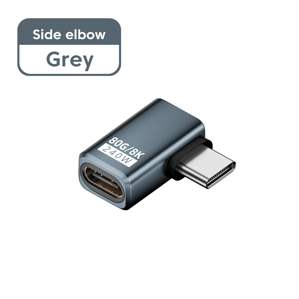 Adaptador OTG de 240W USB 3,0 tipo C a tipo C 8K 80Hz USB C carga rápida 80Gbps transferencia de vídeo de datos para iPhone 16 Macbook 90 ° Codo: Azul cielo