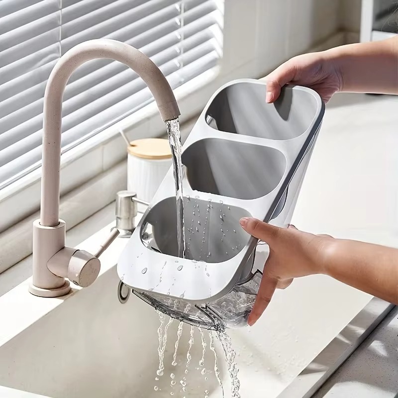 Wielowarstwowy stojak robić przechowywania pałeczek i łyżek robić użytku domowego Stojak kuchenny odporny na kurz Trzykomorowy schowek na kosmetyki i narzędzia