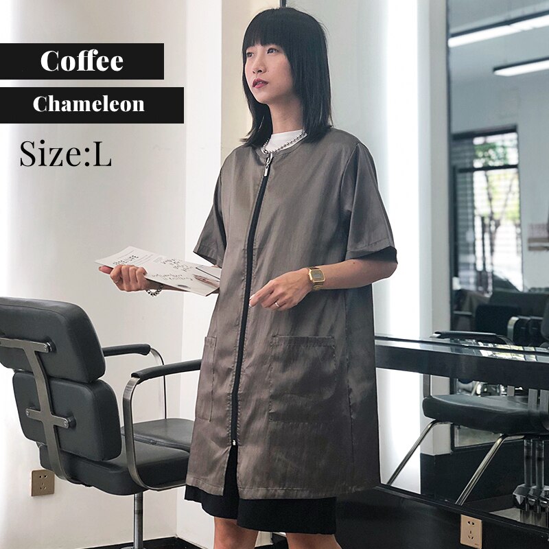 Ropa de trabajo impermeable para tienda de mascotas, uniforme de cosmetología, estilista de salón , capa de peluquería con cremallera, belleza G0831: violet