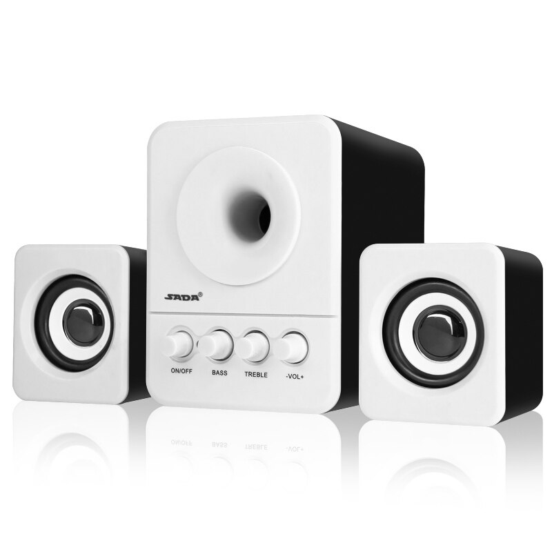SADA Wired Mini Portable Combination Speaker Laptop Computer Mobile Column Computer Speaker USB 2.1 Bass Cannon 3W PC Speakers: White