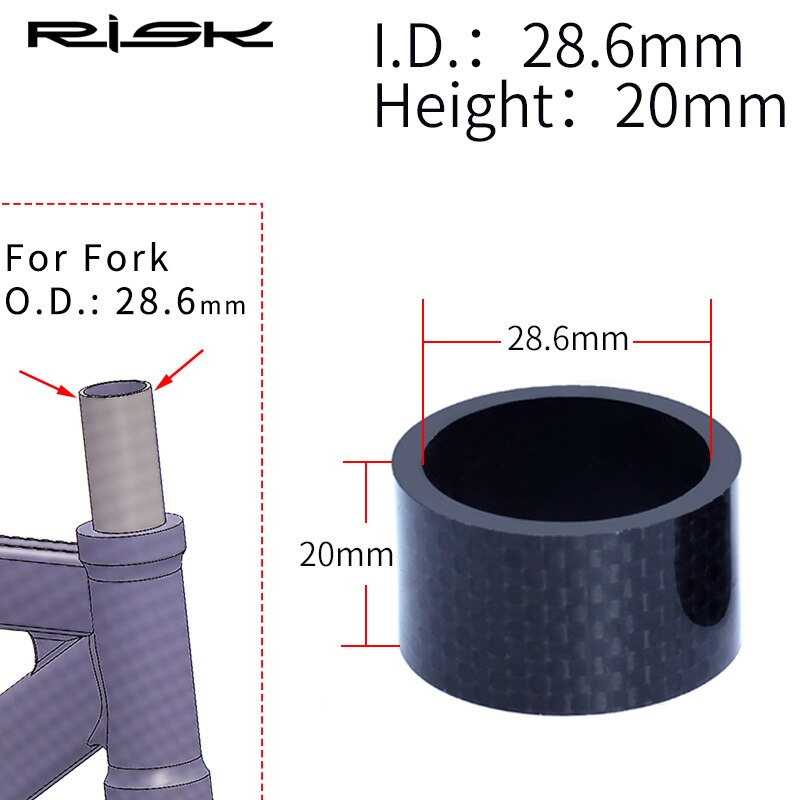 RISK MTB Road Bike Bicycle Headset Stem Carbon Fiber Washer 1-1/8" 28.6mm 1-1/4" OD2 Stem Front Fork Adjustment Spacer: 1pc 20mm
