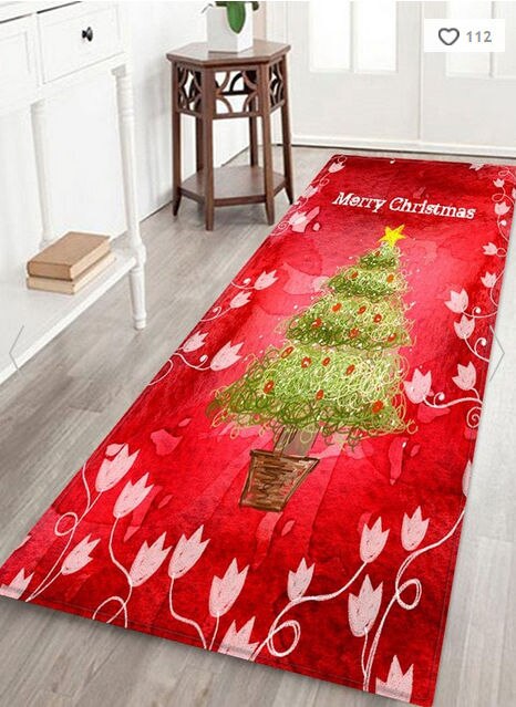 1Pc 3D Kerst Tapijt Kerstman Print Tapijten Waterdichte Flanel Tapijten Pads Thuis Floor Decor: W60cmxL180cm / 4