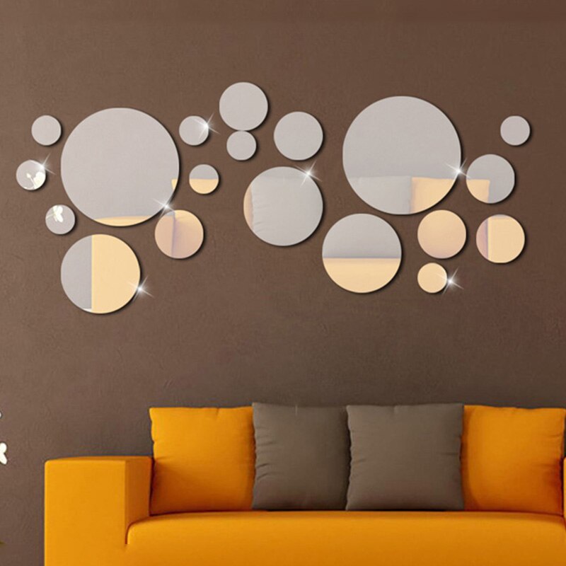 26 stuks 3d spiegel muurstickers ronde spiegel diy tv achtergrond badkamer stickers muurdecoratie slaapkamer badkamer huisdecoratie spiegel