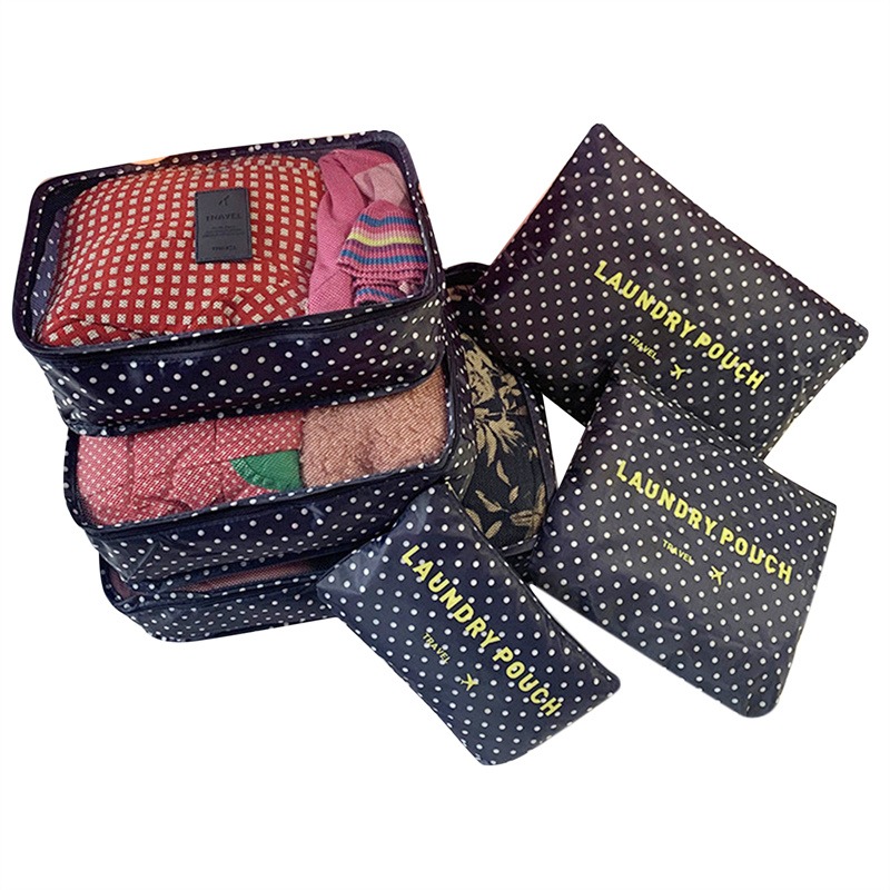 6-teiliges Reise-Organizer-einstellen, Koffer-Aufbewahrungsbeutel, tragbare Kleidung, Unterwäsche, Schuhe, Würfel, Reisen, machen-hoch-Taschen, Gepäck-Organizer: Blau