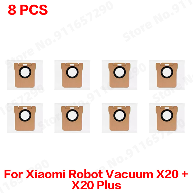 Para xiaomi robô vácuo x20 +/x20 plus saco de pó mop pano acessórios escova lateral principal filtro hepa peças reposição: Transparente