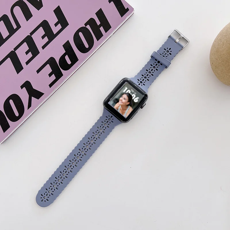 Siliconen bandjes voor Apple Watch 44 mm 40 mm 38 mm 42 mm Ultra 2 49 mm sportarmband iwatch serie 9 7 8 6 Se 5 4 3 41 mm 45 mm band: M / Rose groen