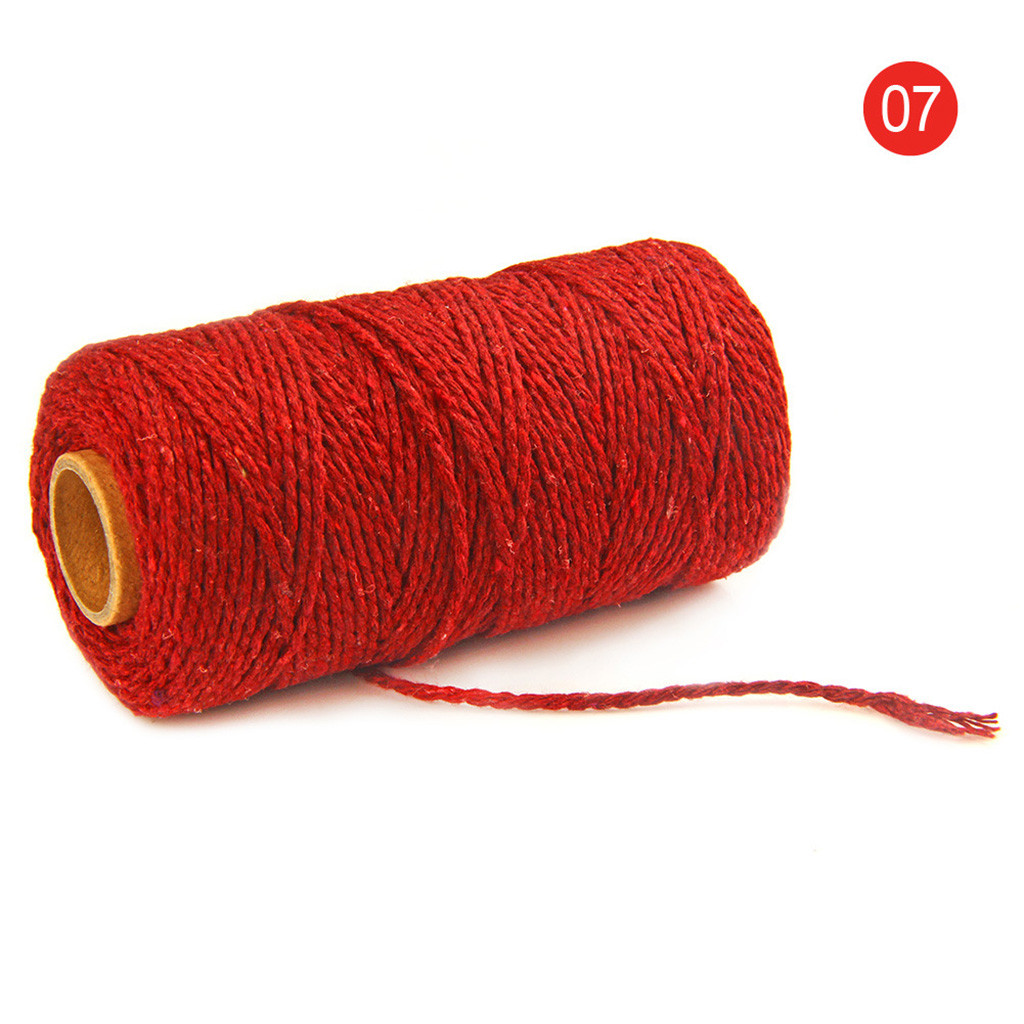 100M Lange/100Yard Pure Katoen Twisted Cord Touw Ambachten Macrame Artisan String 20 Kleuren Kan Worden Gekozen: Wine red 
