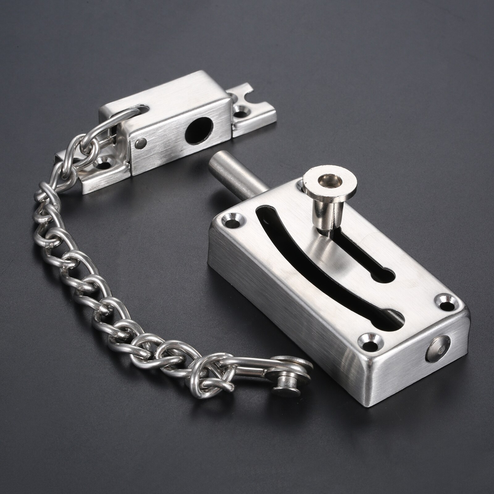 1pc Anti-theft Door Chain Latch Safety Guard Security Lock Stainless Steel Doors Bolt Home Protection Tools Silver