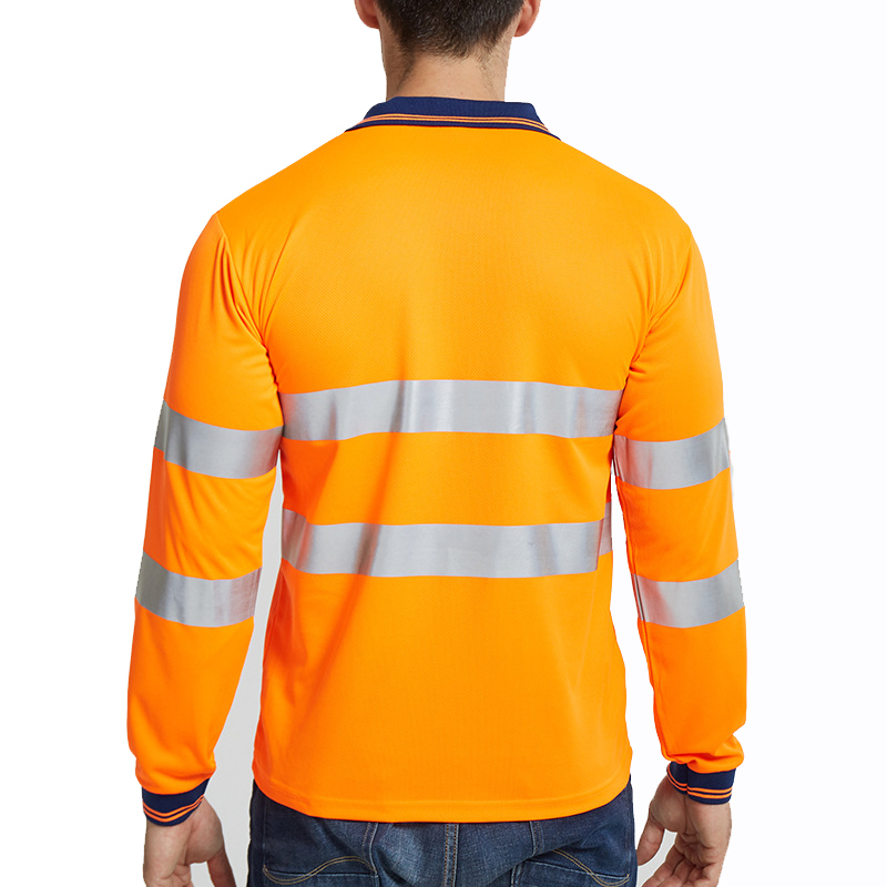 Orange høj synlighed reflekterende sikkerheds t-shirt hurtigtørrende langærmet arbejdstøj udendørs konstruktion beskyttende arbejdstøj
