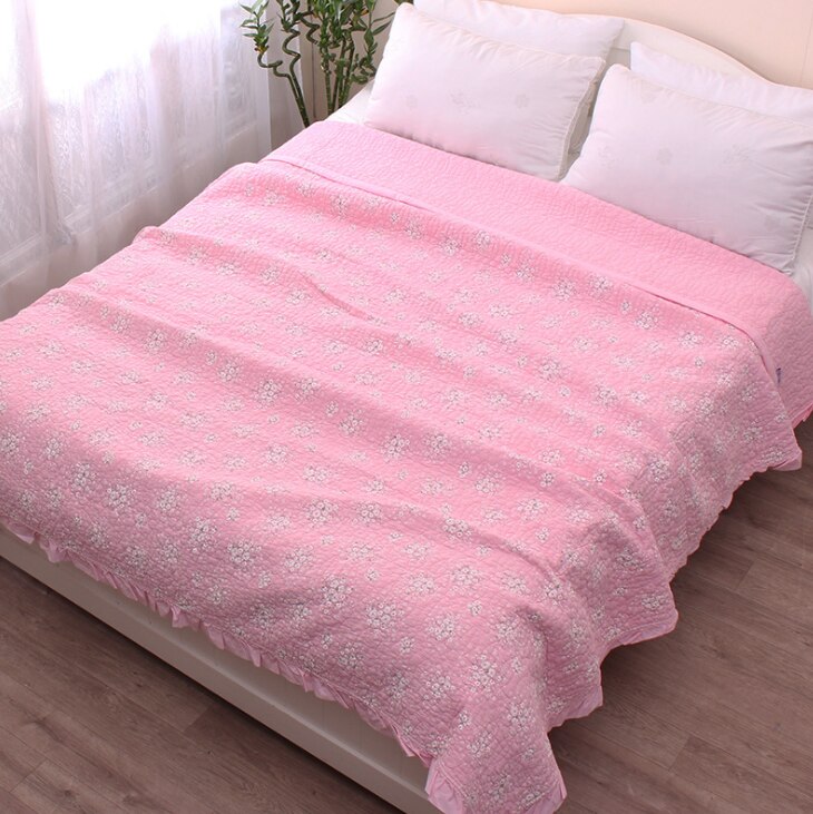 Katoen katoen zomer quilt zand wassen Filippijnse kant lotusblad airconditioning quilt dunne dekbed kleine bloemen zomer quilt: Rood