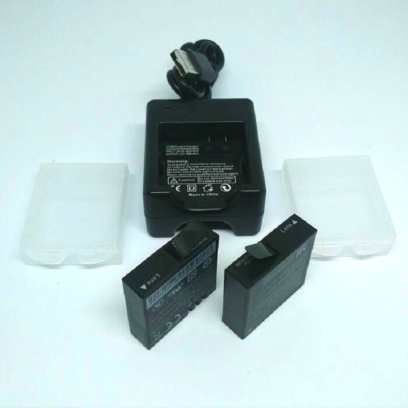 2PCS Original Xiaomi YI 4K Battery AZ16-1 USB Dual Charger For Xiaomi yi lite Action Camera 2 4K+ 1400mAh Rechargeable Battery