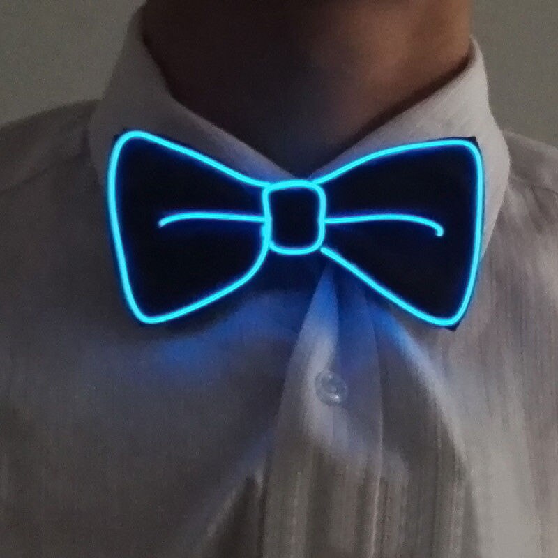 Neueste Männer LED Draht Krawatte Bowtie Blinklicht Bis El Draht Fliege Krawatte LED Mens Lichter Bowtie Hochzeit glühen partei Liefert: Tiefe Saphir