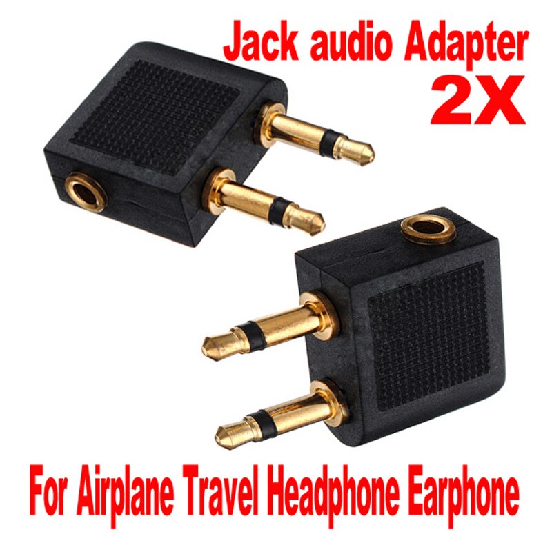 2 st/partier 3.5mm jack ljudadapter flygbolag flygplan resa resande hörlurar hörlurar headset jack adapter