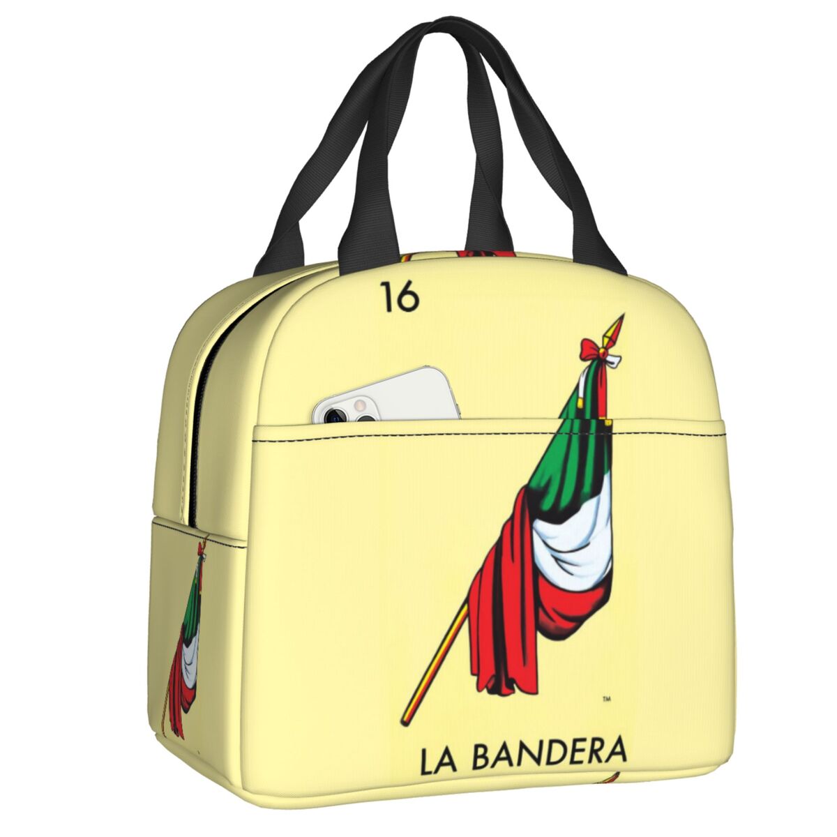 Custom La Maceta Flower Pot Loteria Card Mexican Bingo Lottery Insulated Lunch Bag for Women Leakproof Thermal Cooler Bento Box: Khaki