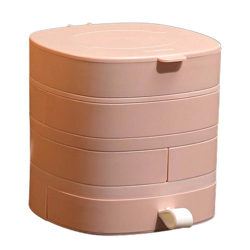 Rotating Jewelry Box Multi Layer Jewelry Organizer Functional Earrings Necklace Ring Classification Storage Organizer: Pink