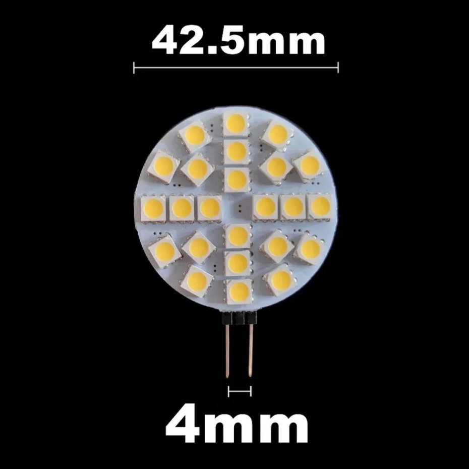 Ampoule LED à Douille G4 5050 SMD sur DC 12V, Remplacer l'Halogène, Lampe à Deux Broches, 1.2W, 1.8W, 2.4W, 4.8W, Blanc /Blanc Froid