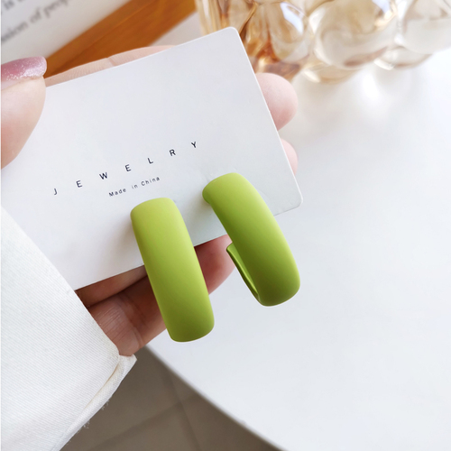 Mihan s925 moda jóias hoop brincos venda quente popular primavera verão estilo verde rosa quente amarelo earirngs para presentes da menina: S925 needle-green