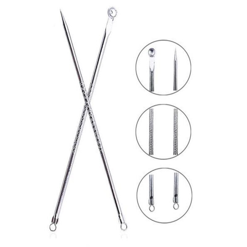 2pcs Stainless Steel Blemish White headband Blackhead Come done Acne Extractor Remover Tool Needles Pimple Kit Makeup Tools