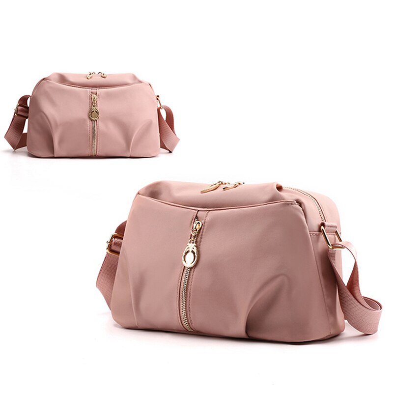Vintage Women Water proof Nylon Messenger Bag Shoulder Crossbody Bag Lady Small Shell Bag Bolsa Feminina Zippers Package: pink