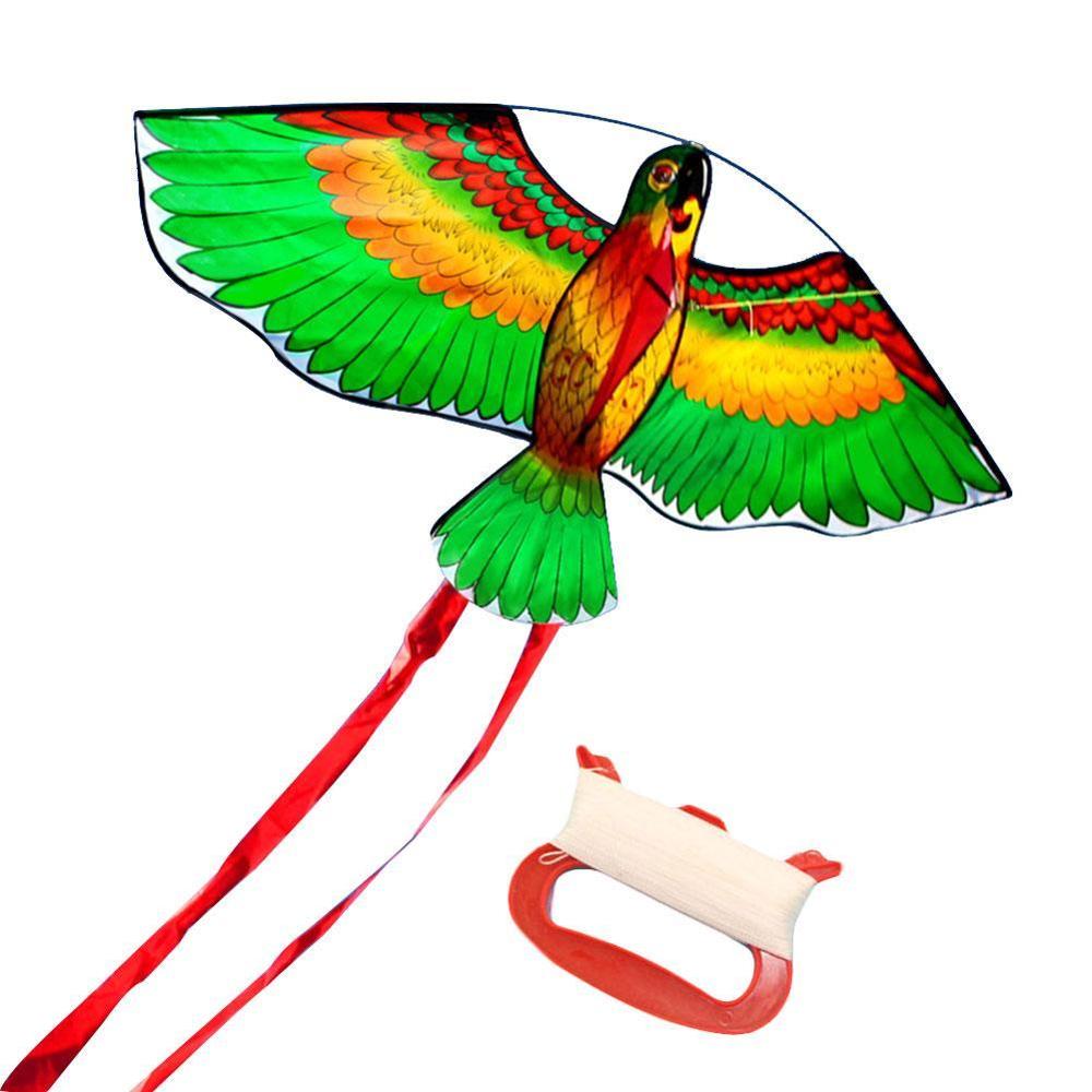 Águila plano de 1,1 m de águila con 30 metros de hilo para cometas de los niños para niños volador de jardín al aire libre cometas pájaro de tela juguetes de