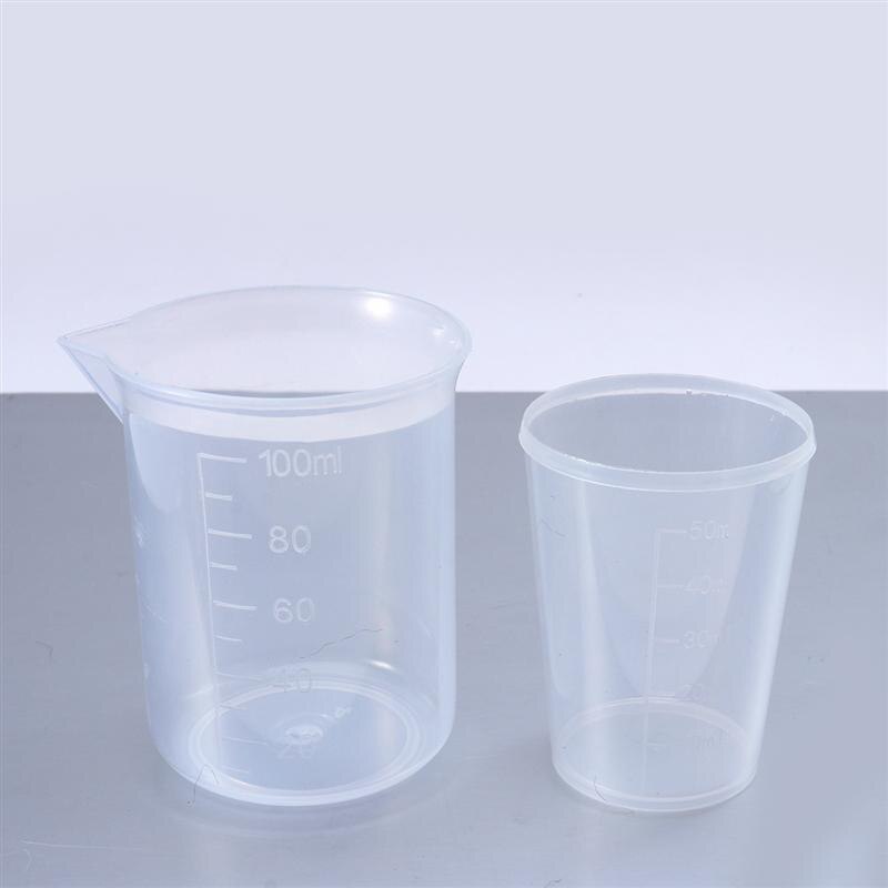 Vasos medidores para mascarillas, Set de tazas medidoras de 100 ml y 50ml, vaso de precipitados de polipropileno, vaso graduado de PP, artículos de laboratorio de plástico, 10 Uds.