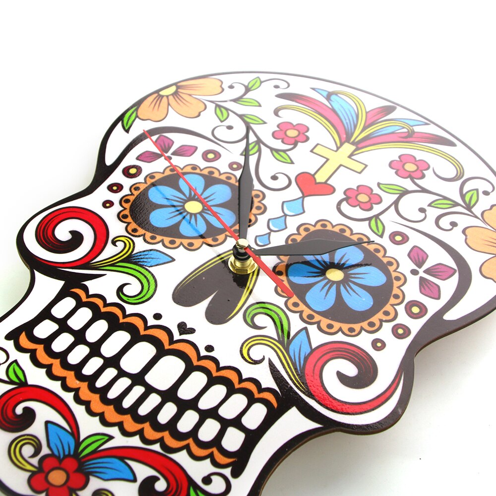 1 pala meksikolainen kuolleiden päivä seinäkello kukka kallo dia de los muertos seinäkello moderni karkki sokeri kallo halloween