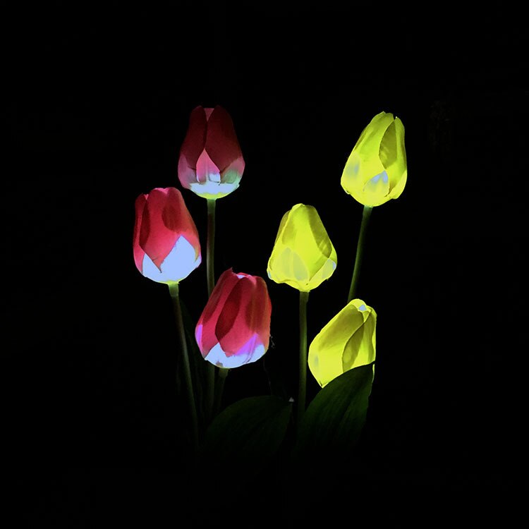 Lumiparty Solar Tulip Flower Lights Solar Powered Garden Outdoor Decorative Landscape LED Tulip Lamps Path Lights for Garden