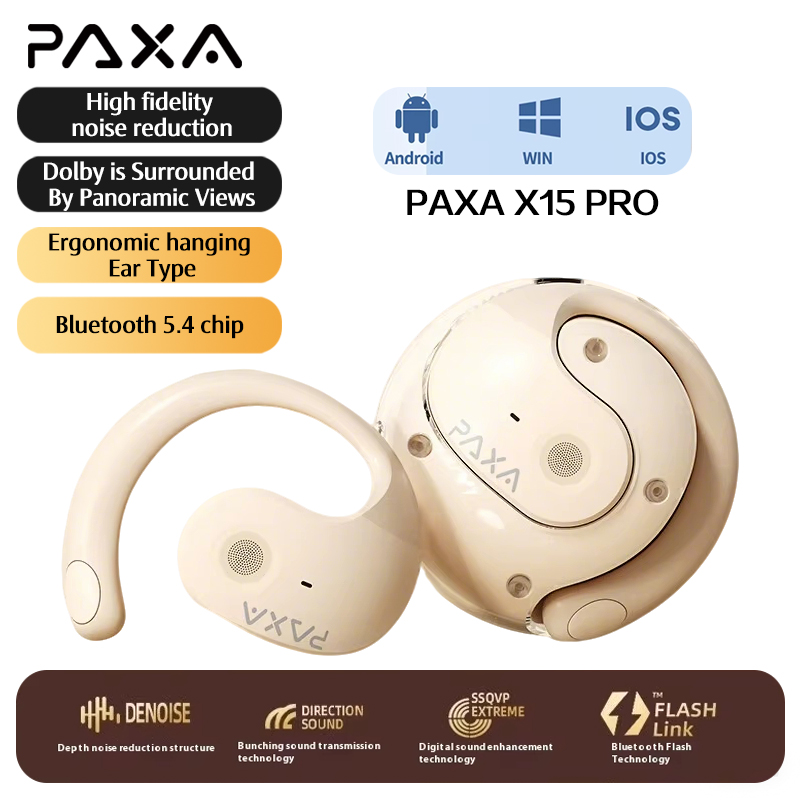 PAXA X15 PRO Draadloze Bluetooth-oortelefoon 5.4 Hi-Fi HD Oproep Stereo Headset IPX5 Sport Game Muziek Hangende oortelefoon Microfoon: Rood
