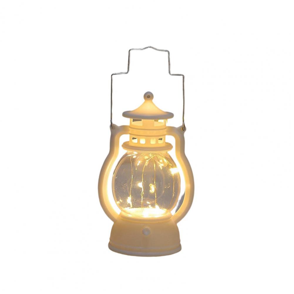 Retro Lantaarn Led Kaarslamp Zacht Licht Decoratieve Draagbare Vintage Kerst Elektrische Lamp: WHITE