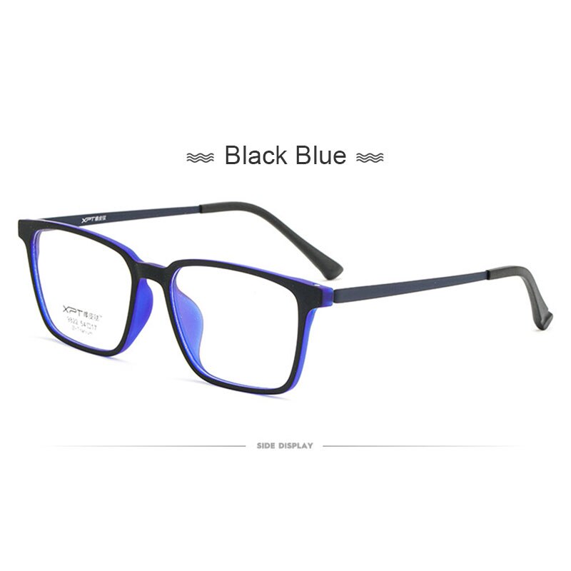 UVLAIK Ultralight TR90 Glasses Frame Men Pure Titanium Myopia Glasses Male Comfortable Square Large Frame Optical Eygglass Lense: Black Blue
