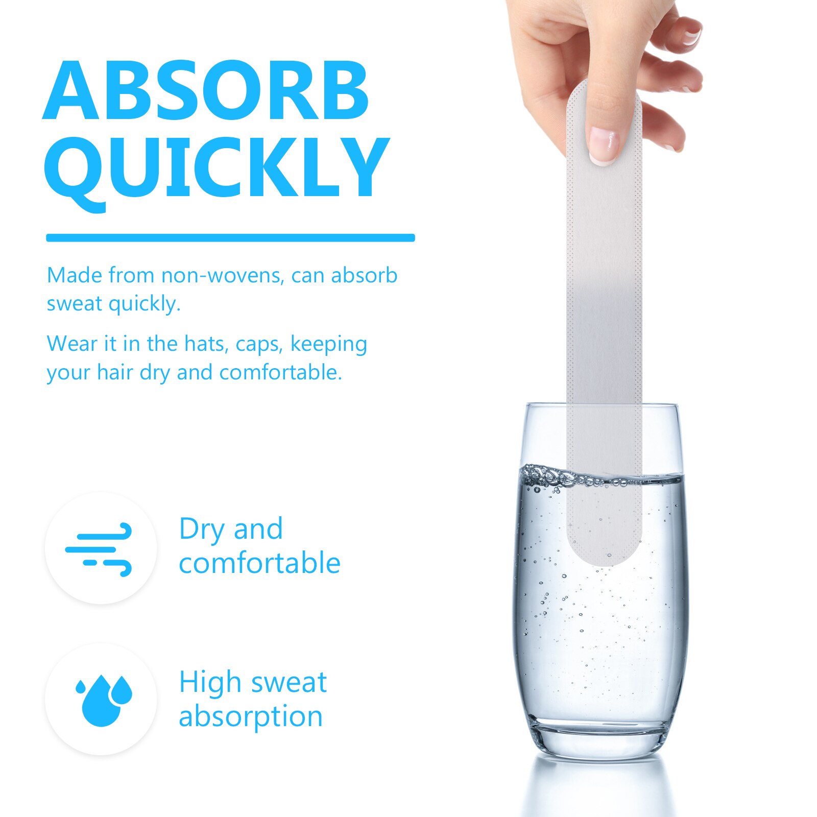 Artibetter 50 pcs disposable collar sweatband sweat absorbing hat pads caps dust guard tape (white)