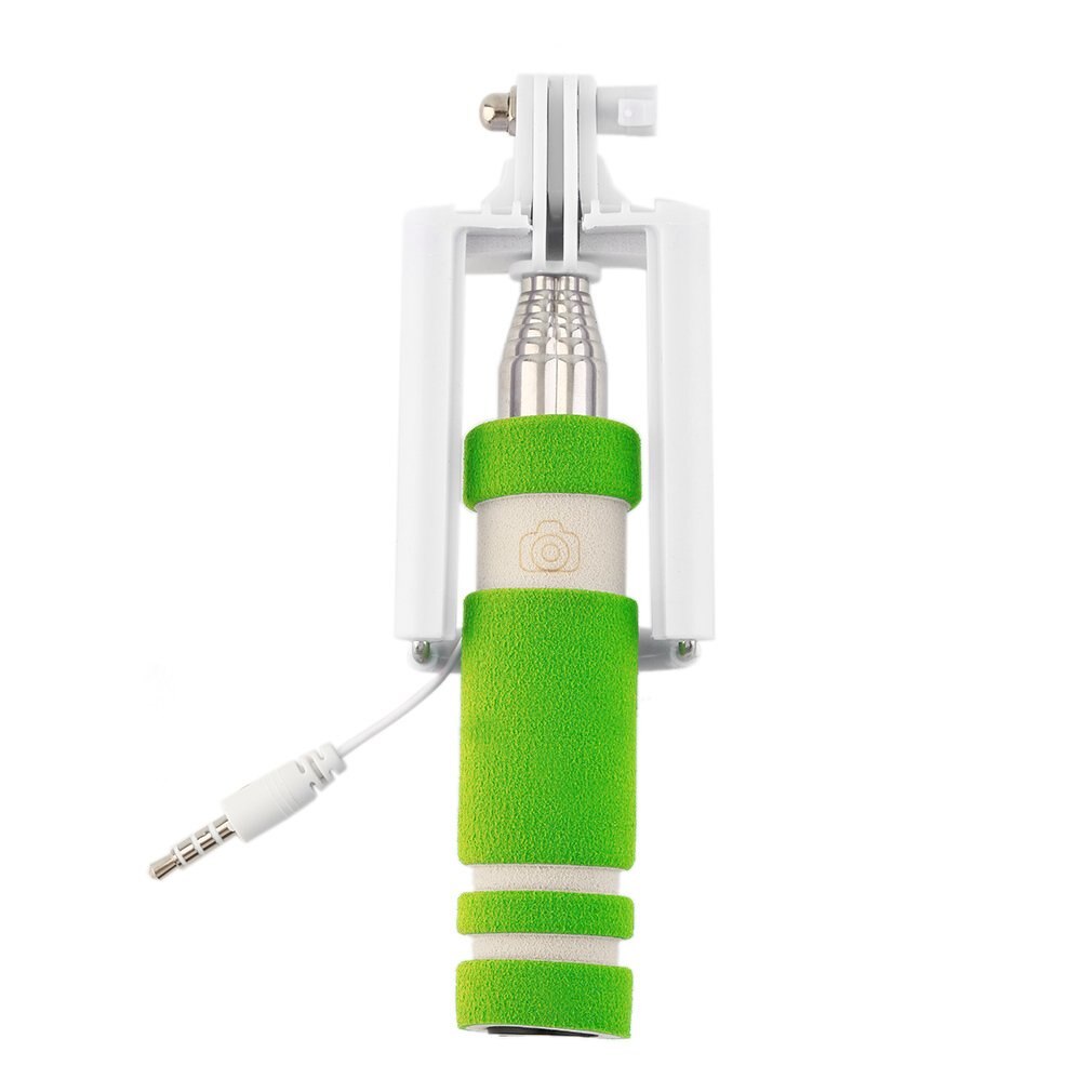 Colorful 14-60cm Mini Extendable Handheld Selfie Stick Wired Remote Shutter Monopod For iphone For huawei For Samsung: Green