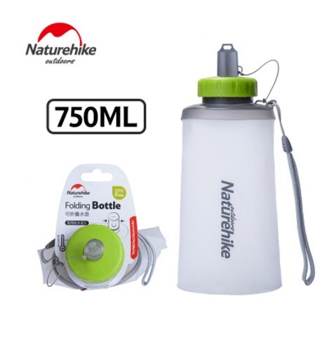 Naturehike sammenleggbar sammenleggbar silikon drikke sports vannflaske vannpose camping reise sykkel flaske vann bag: Hvit 750ml