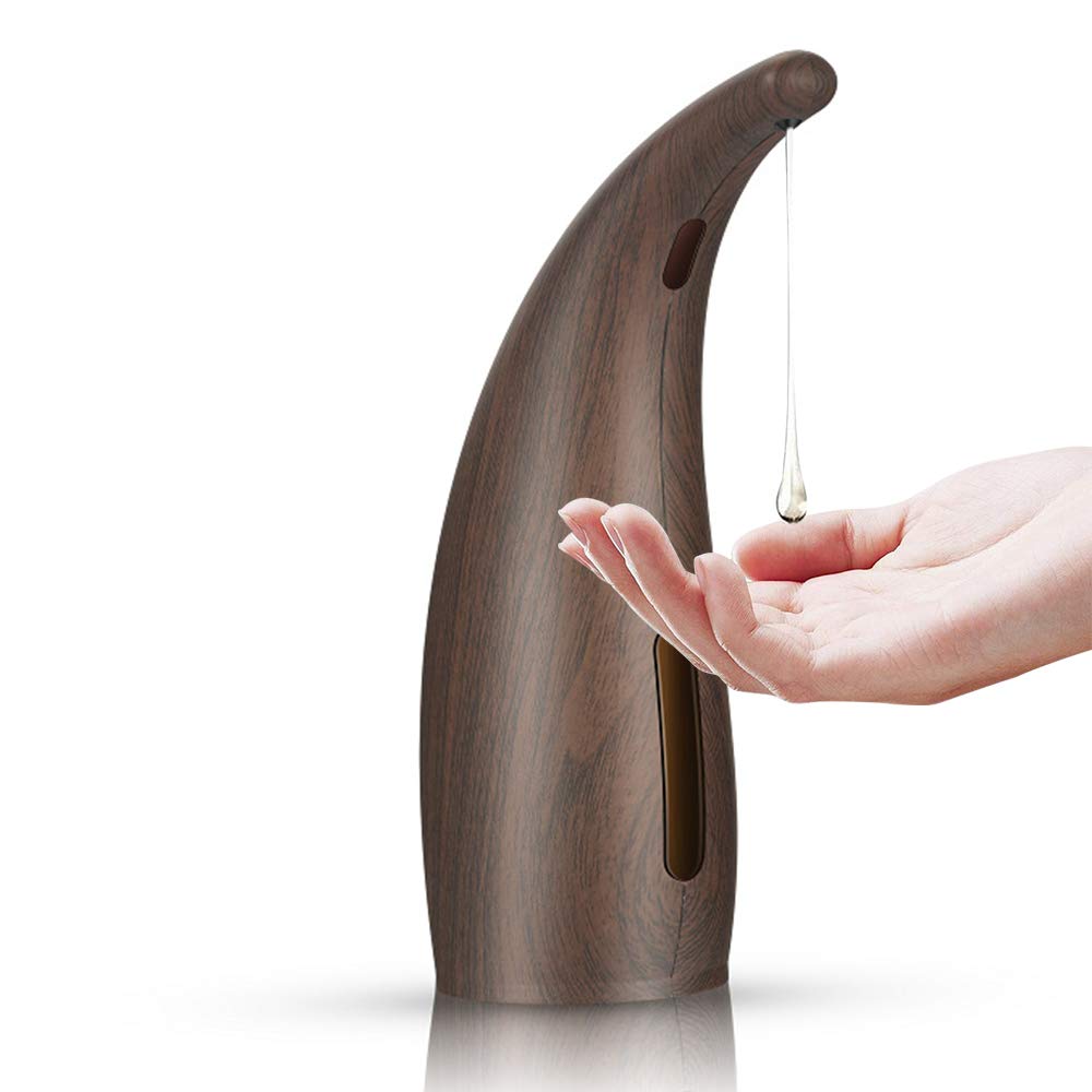 Soap Dispenser Pump Automatic Liquid Soap Dispenser Infrared Smart Sensor Touchless Foam Shampoo Dispensers For Kitchen Bathroom: black wood color